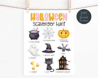 Halloween Scavenger Hunt, Printable Halloween Party Game, Kids Halloween Trick Or Treat Activity, Halloween Classroom Game, Digital Download