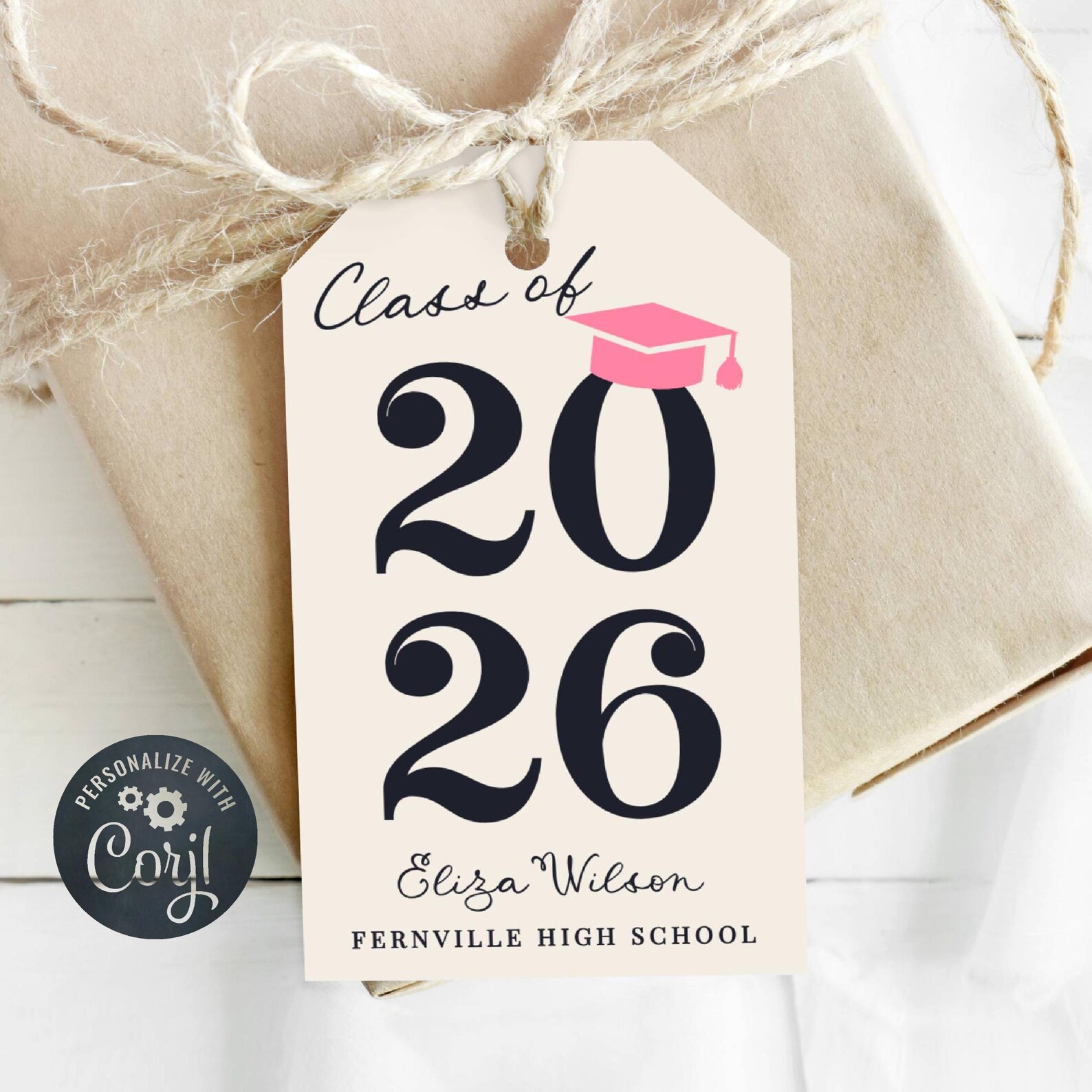 Class of 2026 Graduation Gift Tag Template, Printable Modern Grad Party ...