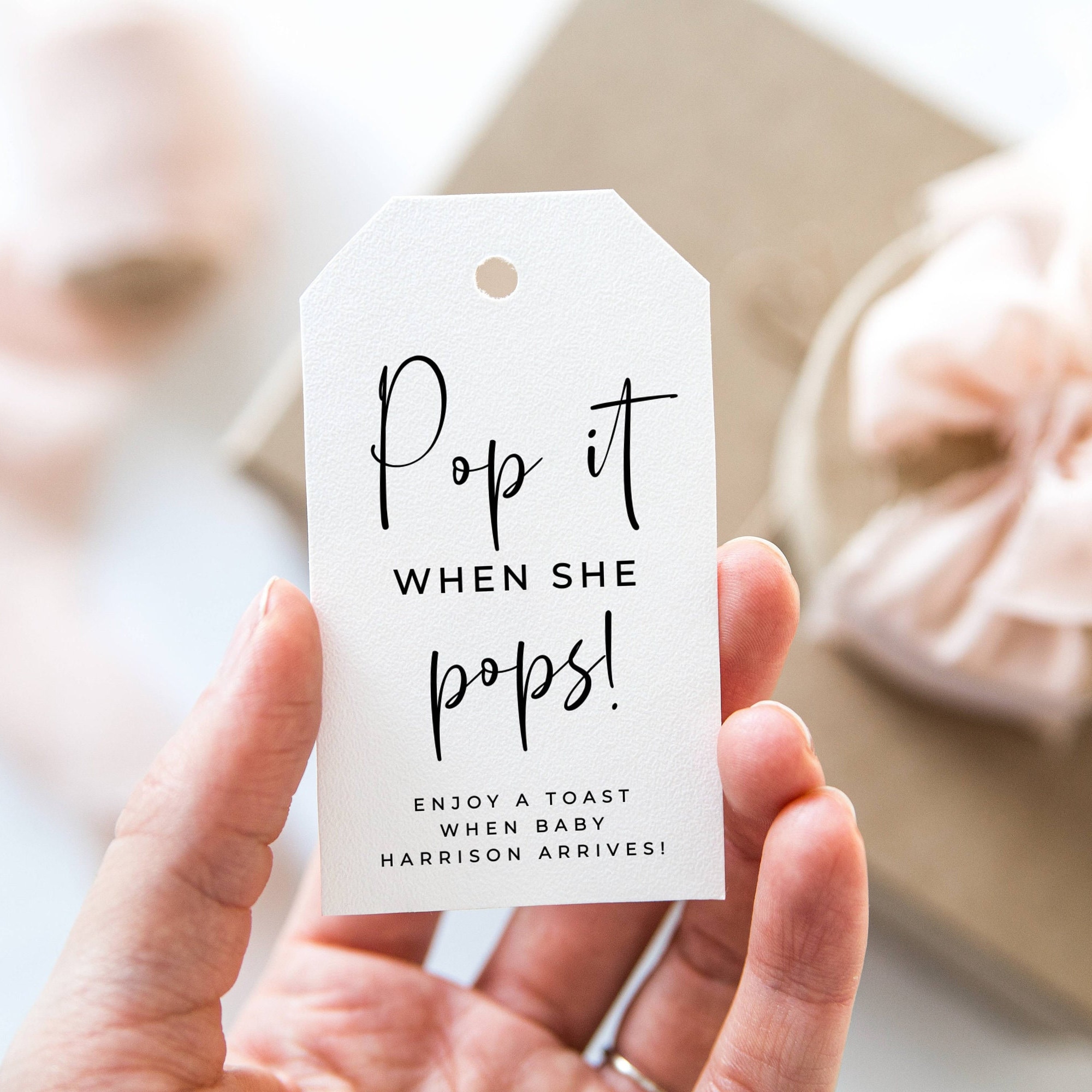 Pop It When She Pops Tag Template Printable Modern Baby - Etsy Canada