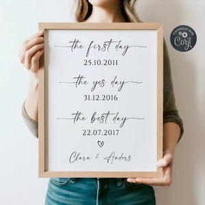 The First Day The Yes Day The Best Day Sign Template, Printable Minimal Wedding Keepsake, Editable Anniversary Gift, Instant Download, #MW2