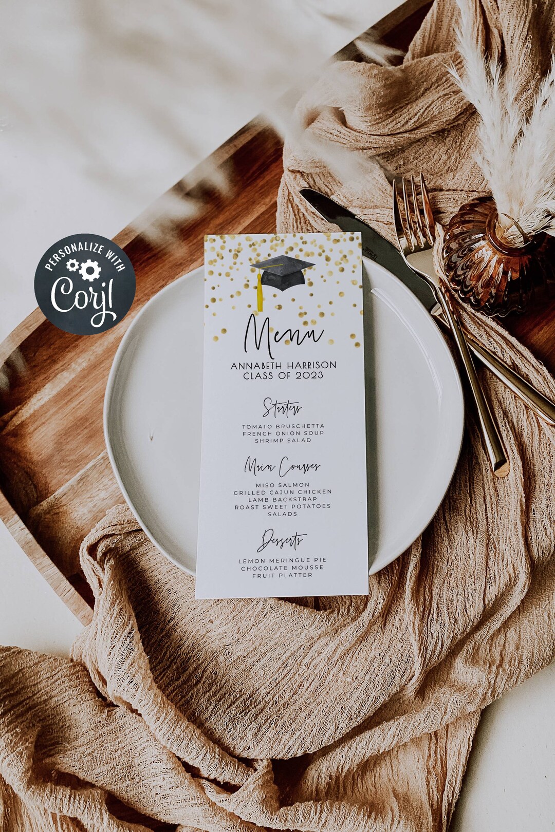 Graduation Dinner Menu Template Printable Modern Graduate - Etsy