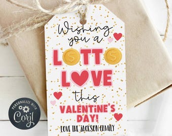 Valentine's Day Lotto Love Gift Tag Template, Printable Teacher Appreciation Lottery Ticket Favor Tag, Editable Lotto Tag, Digital Download