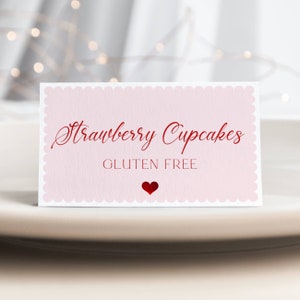 Modèle d'étiquette de nourriture d'anniversaire de Saint-Valentin, imprimables notre petite tente de buffet de coeur cartes, cartes de visite modifiables de coeur, téléchargement immédiat, #V2