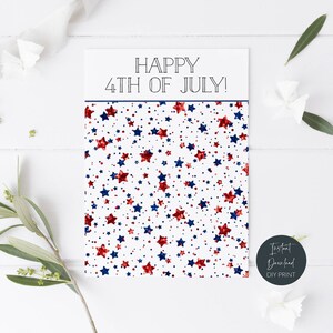 Printable 4th Of July Mini Cookie Card, Glitter Stars Cookie Card, American Patriotic July Fourth Cookie Backer Tag, Instant Download