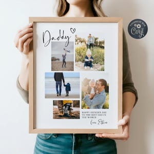 Father's Day Photo Gift Template, Printable Dad Birthday Picture Collage, Editable Photo Gift For Dad From Kids, Daddy Art, Digital Download