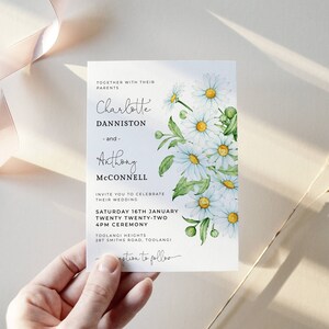 Daisy Wedding Invitation Template Printable White Daisies | Etsy