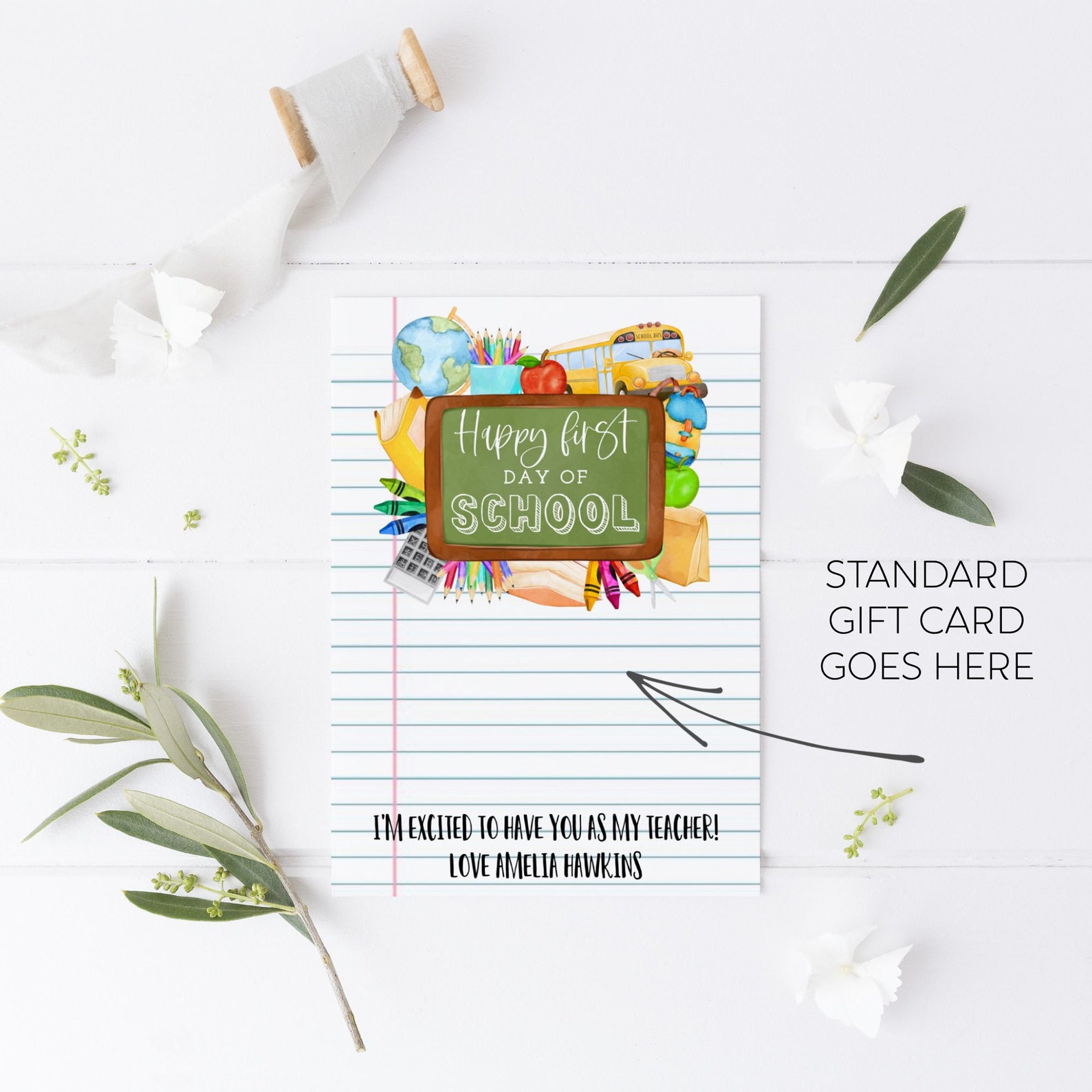 First Day of School Teacher Gift Card Holder Template, Printable ...
