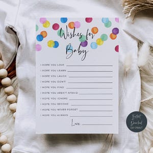 Deseos para tarjetas de bebé imprimibles, Querido bebé, Tarjetas de deseos de bebé, Tarjetas de consejos, Actividad de juegos de baby shower Rainbow Spots, Descarga instantánea, #RSS