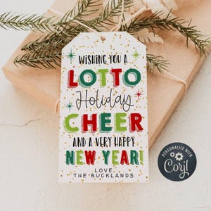 Ich wünsche Ihnen einen Lotto Urlaub Cheer Geschenkanhänger, druckbare Weihnachtslotterie Geschenkanhänger, bearbeitbare Lehrer Wertschätzung, sofortiger Download