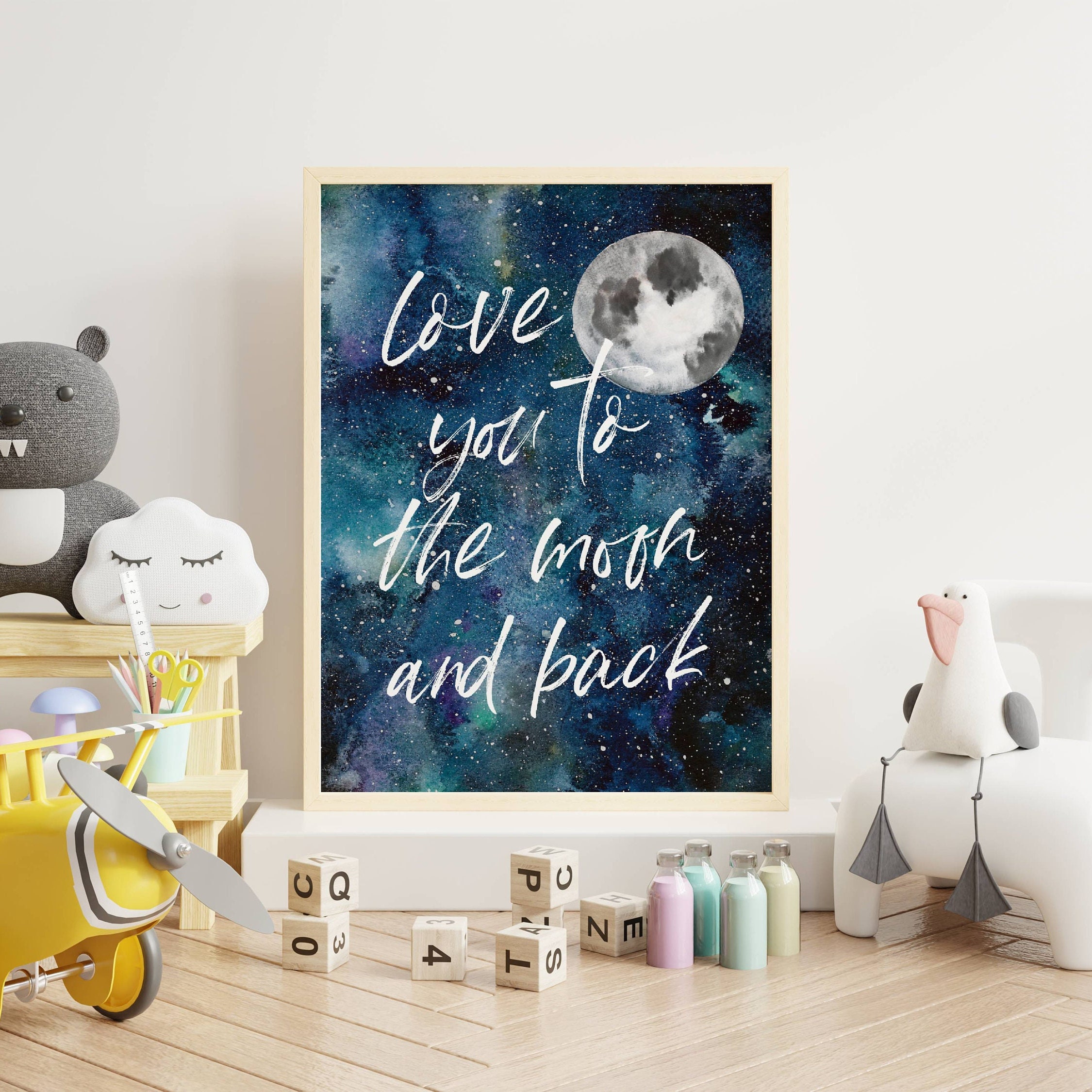 Love You to the Moon and Back Print, Nursery Playroom Moon Baby Digital  Art, Boy's Space Printable Wall Art, Kids Wall Art, Instant Download - Etsy
