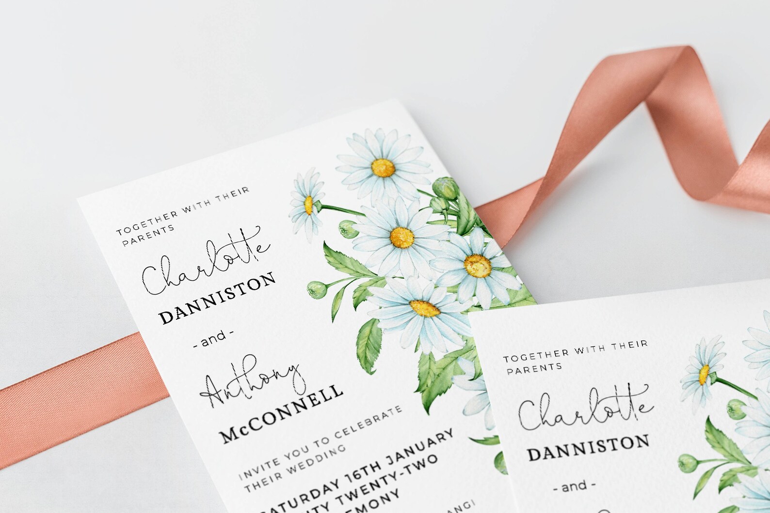 Daisy Wedding Invitation Template Printable White Daisies | Etsy