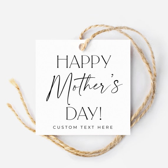 Modern Happy Mother's Day Gift Tag Template, Printable Minimal Favor Tags For Mom, Editable Square Mothers Day Cookie Tags, Digital Download