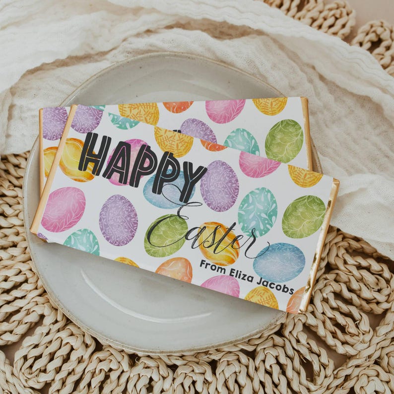 Easter Chocolate Bar Wrapper Template, Printable Rainbow Pastel Easter ...