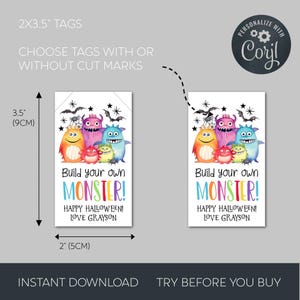 Build Your Own Monster Halloween Gift Tag Template, Printable Make A ...