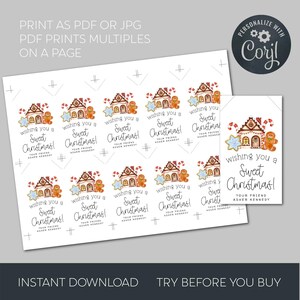 Sweet Christmas Gift Tag Template, Printable Holiday Favor Tag ...
