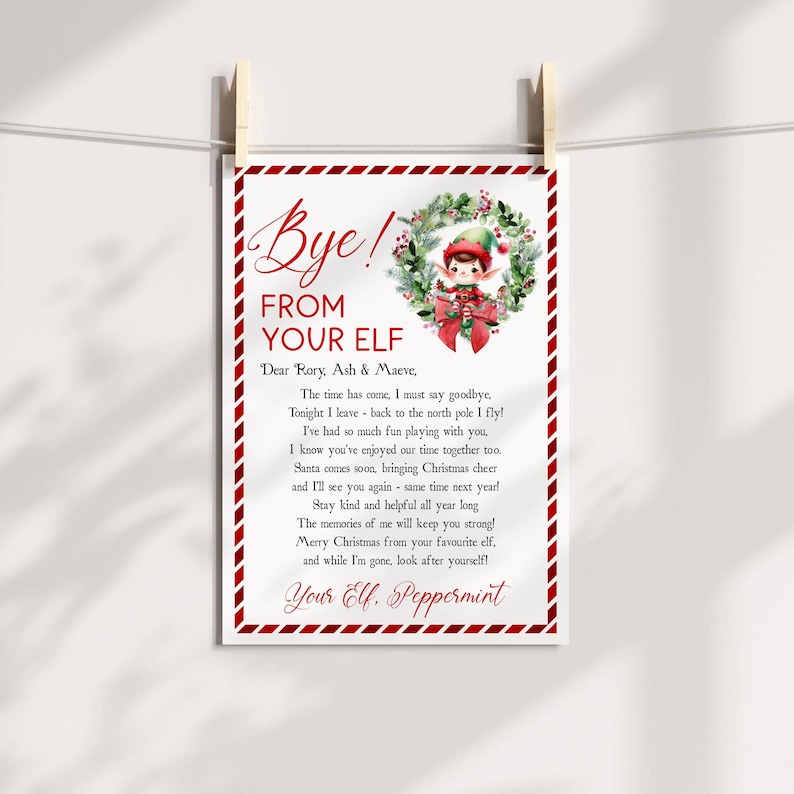 Editable Goodbye From Your Elf Letter Template, Printable Elf Farewell ...