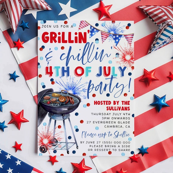 Independence Day Bbq Invitation Patriot 4th Of July Invitation Pipsy