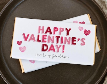 Cute Valentine's Day Chocolate Bar Wrapper Template, Printable Hearts Candy Bar Label, Editable School Chocolate Valentine, Digital Download