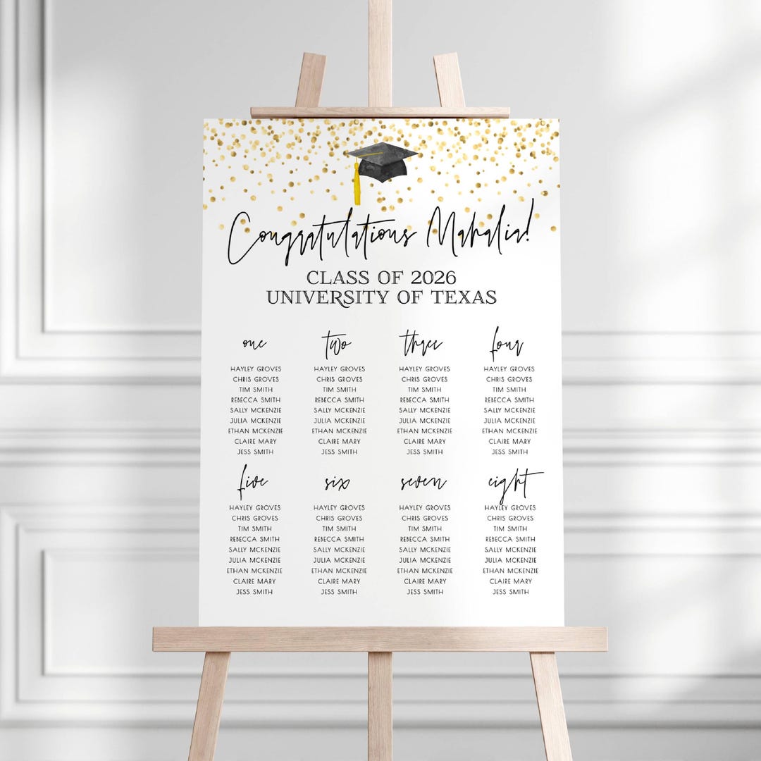 Graduation Seating Chart Template, Printable Congratulations Graduate ...