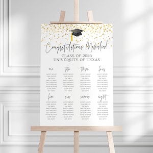 Afstuderen zitplaatsen grafieksjabloon, afdrukbare Gefeliciteerd afgestudeerde tafelposter, bewerkbare Grad Dinner Party zitplaatsen, Instant Download #GC