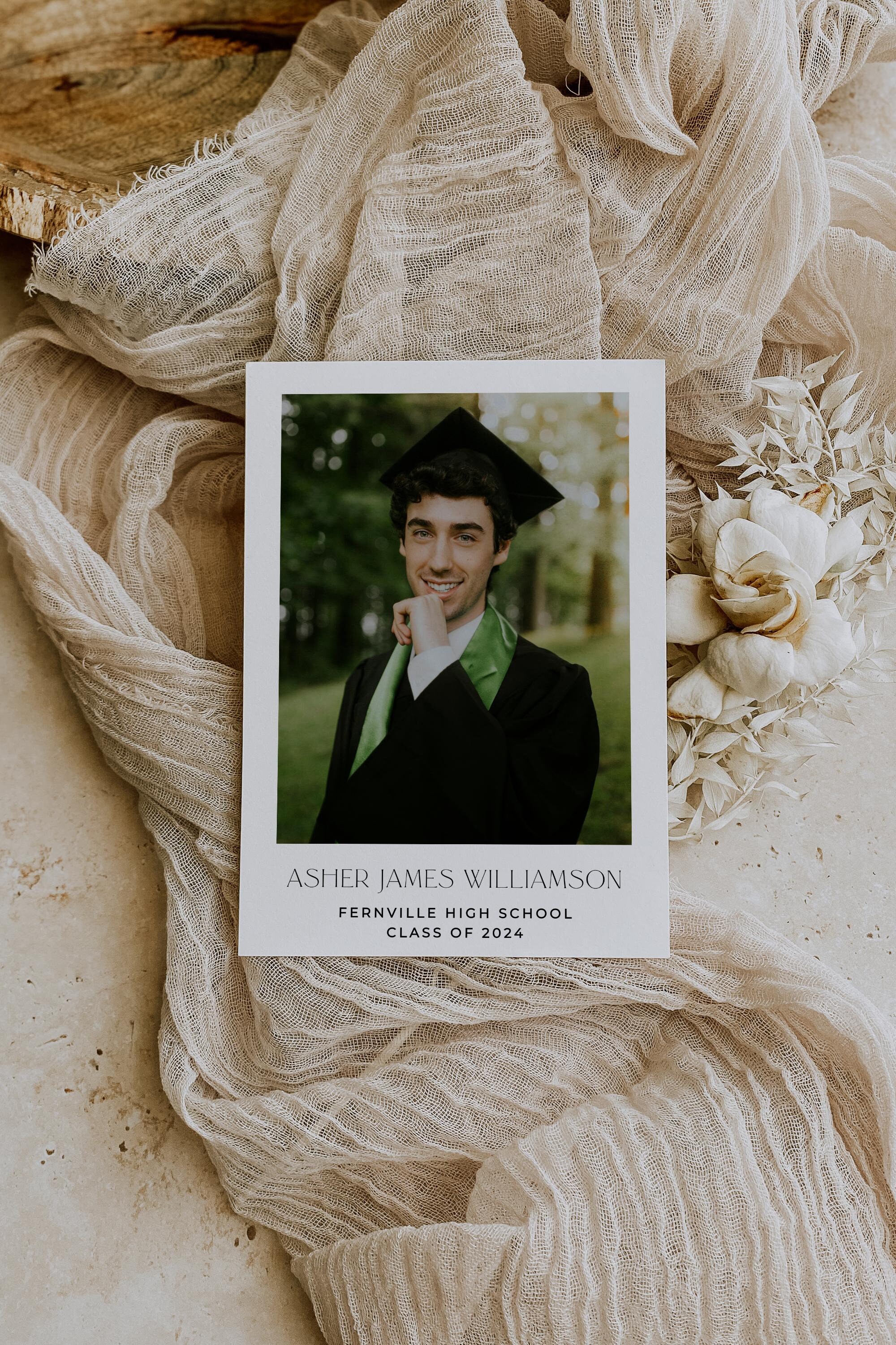Photo Graduation Thank You Card Template, Printable Tassel Graduate ...