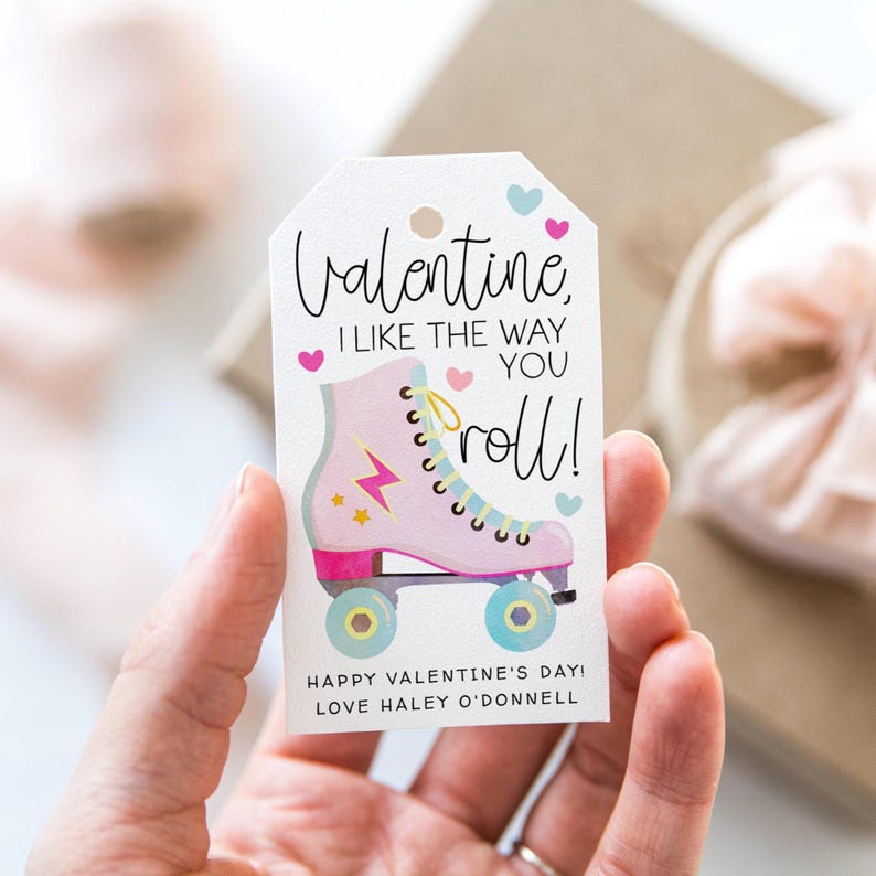 Roller Skate Valentine's Day Gift Tag Template, Printable I Like the ...