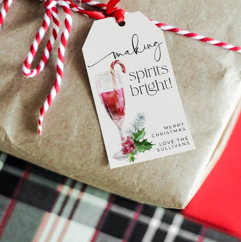 Making Spirits Bright Christmas Gift Tag Template Printable - Etsy