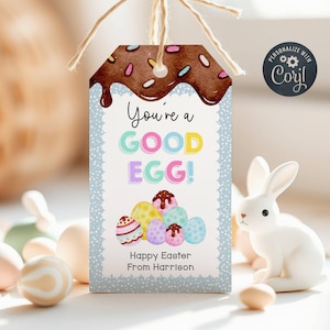 You&#39;re A Good Egg Easter Gift Tag Template, Printable Easter Basket Favor Tag, Editable Easter Egg Appreciation Pastel Tag, Instant Download