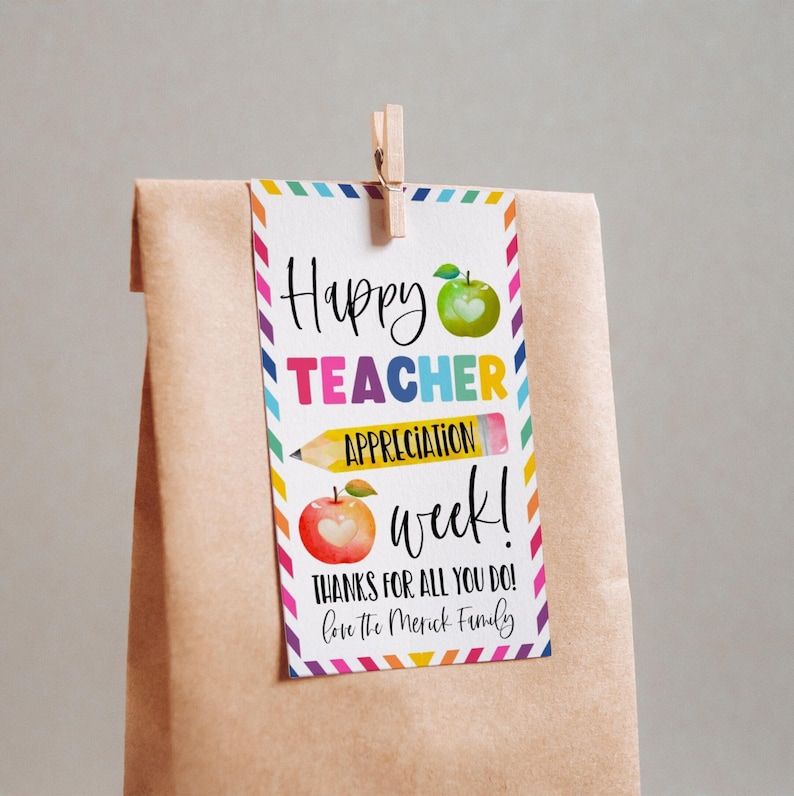 Happy Teacher Appreciation Week Gift Tag Template, Printable Thank You ...