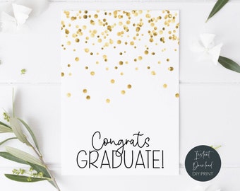 Printable Graduation Mini Cookie Card, Congrats Graduate Cookie Card, Gold Confetti Class Of 2026 Cookie Backer Tag, Digital Download