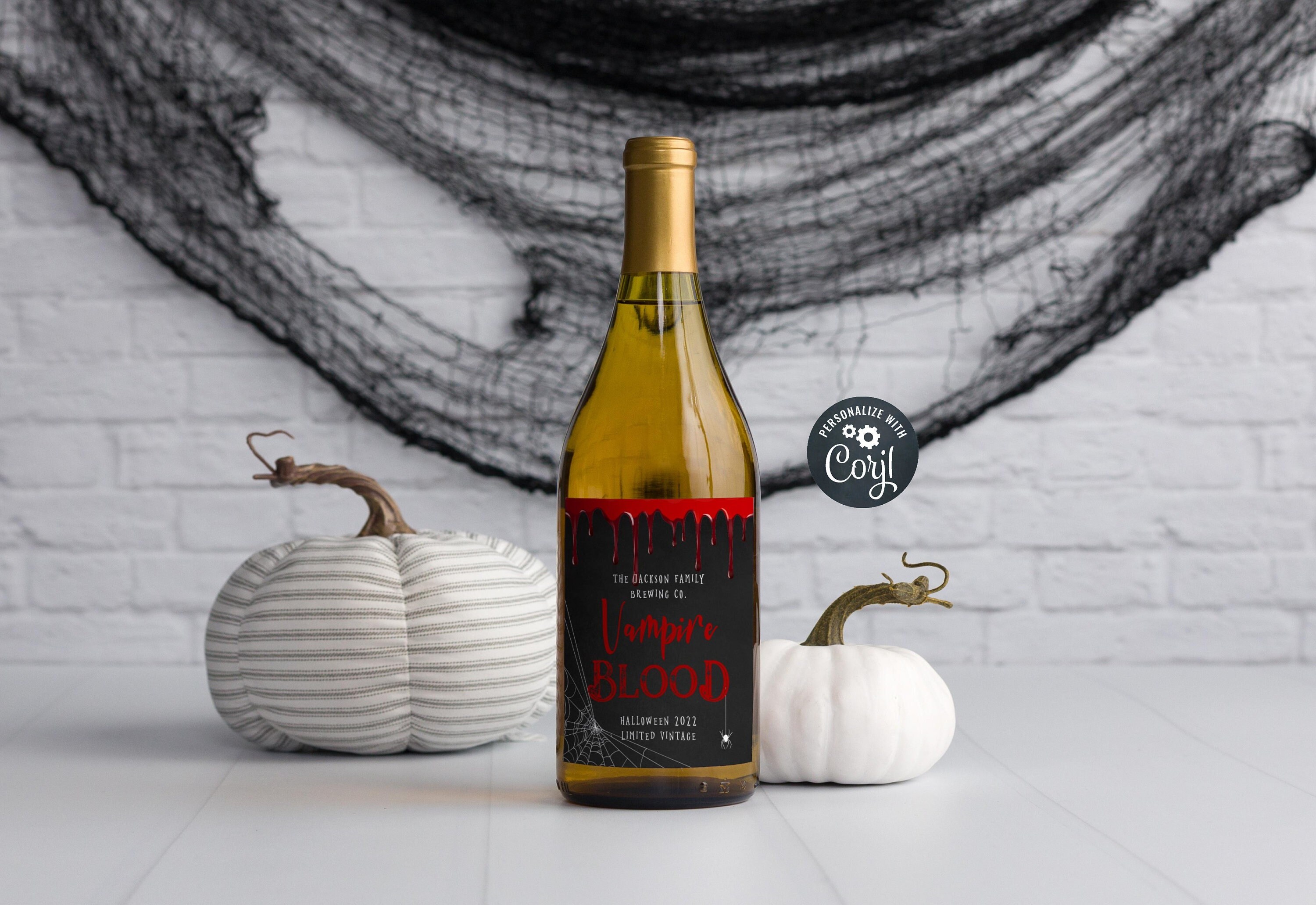 Vampire Blood Halloween Wine Bottle Label Template Printable - Etsy