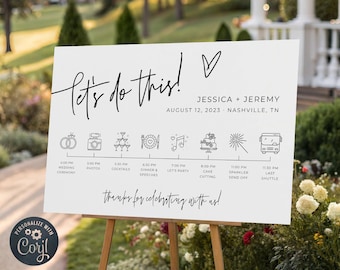 Modern Wedding Timeline Sign Template, Printable Boho Welcome Poster, Editable Order Of The Day Minimalist Itinerary, Instant Download, #MW4