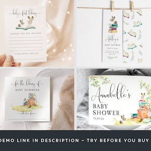 Storybook Baby Shower Template Bundle, Printable Book Themed Baby ...