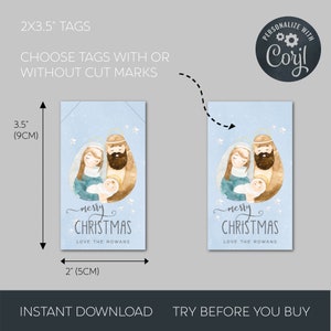 Christmas Nativity Gift Tag Template, Printable Religious Merry ...