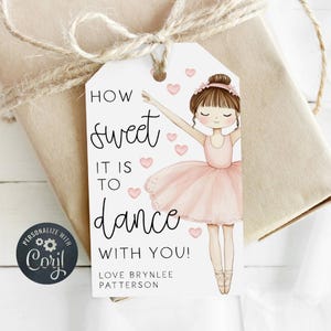 Dance Class Gift Tag Template, Printable How Sweet It Is To Dance With You Favor Tag, Editable Teacher Student Thank You, Instant Download