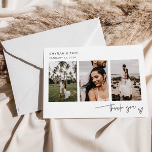 Wedding Photo Thank You Postcard Template, Printable Modern Pictures Thank You, Editable Minimalist Thank You Note, Digital Download, #MW4 image 5