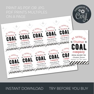 Editable Coal Christmas Gift Tag Template, Printable Christmas Coal ...