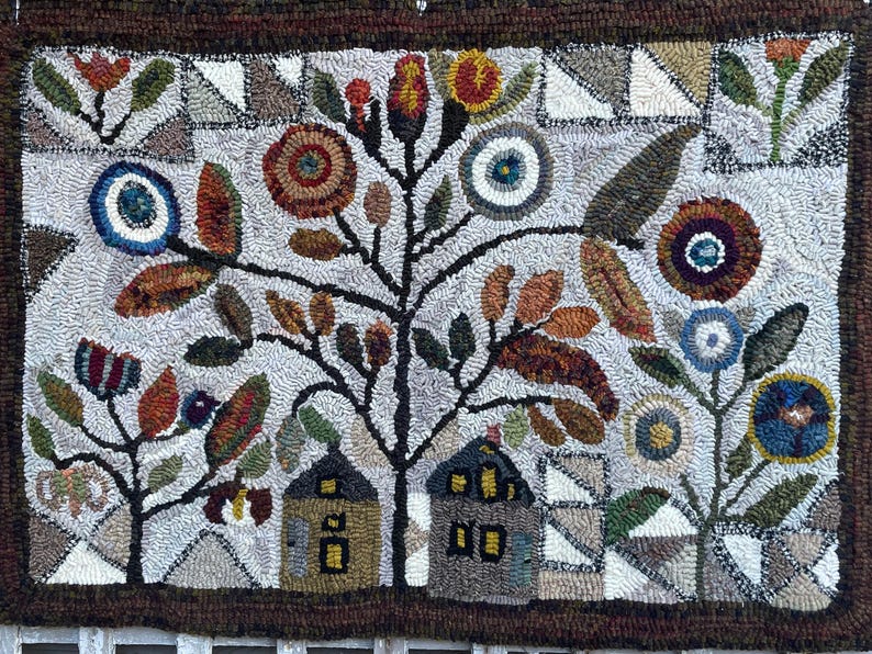 Handmade Primitive, Wool Hooked Rug, Primitive Folk Art, Audrey's ...