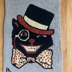 Primitive Folk Art, Wool Hooked Rug, Hand Hooked Rug