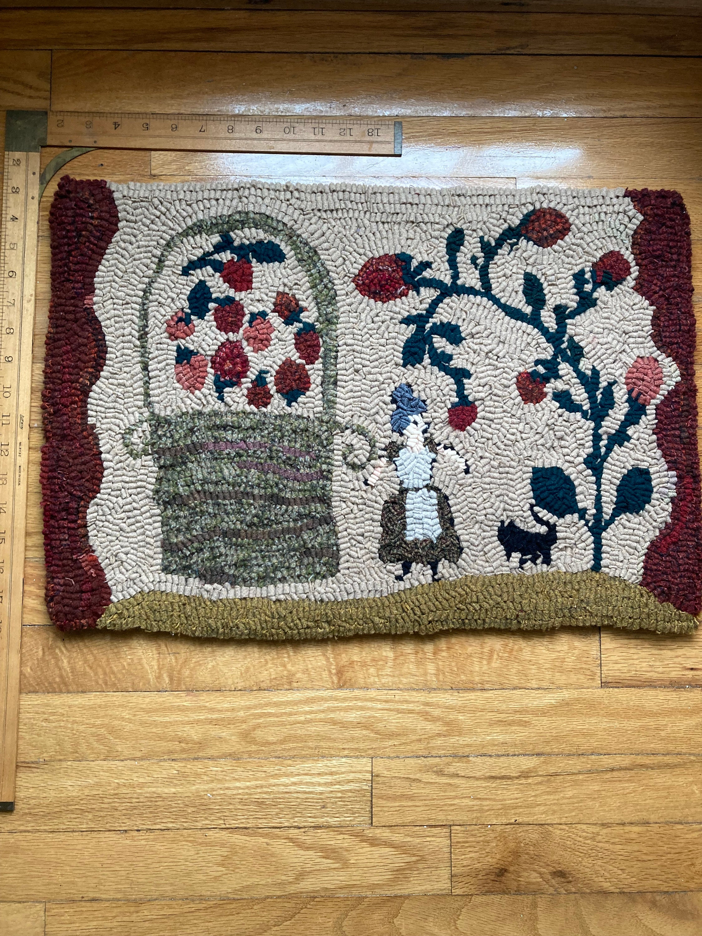 Handmade Primitive, Wool Hooked Rug, Primitive Folk Art - Etsy
