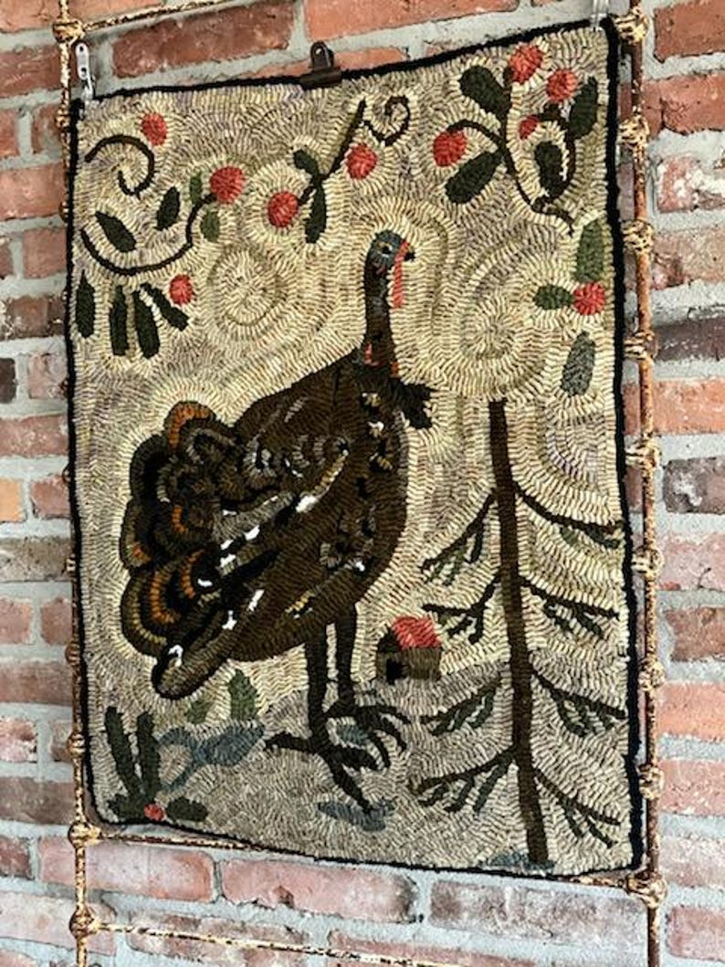 Machine Made Hooked Rugs Handmade Primitive, Wool Hooked Rug, Primitive Folk Art - Etsy