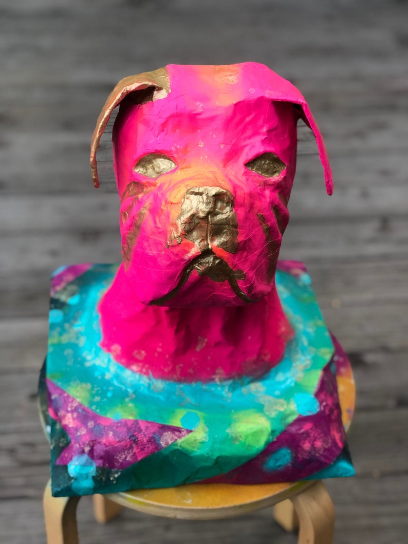 Personalized Dog Bust Made From Recycled Materials Etsy
