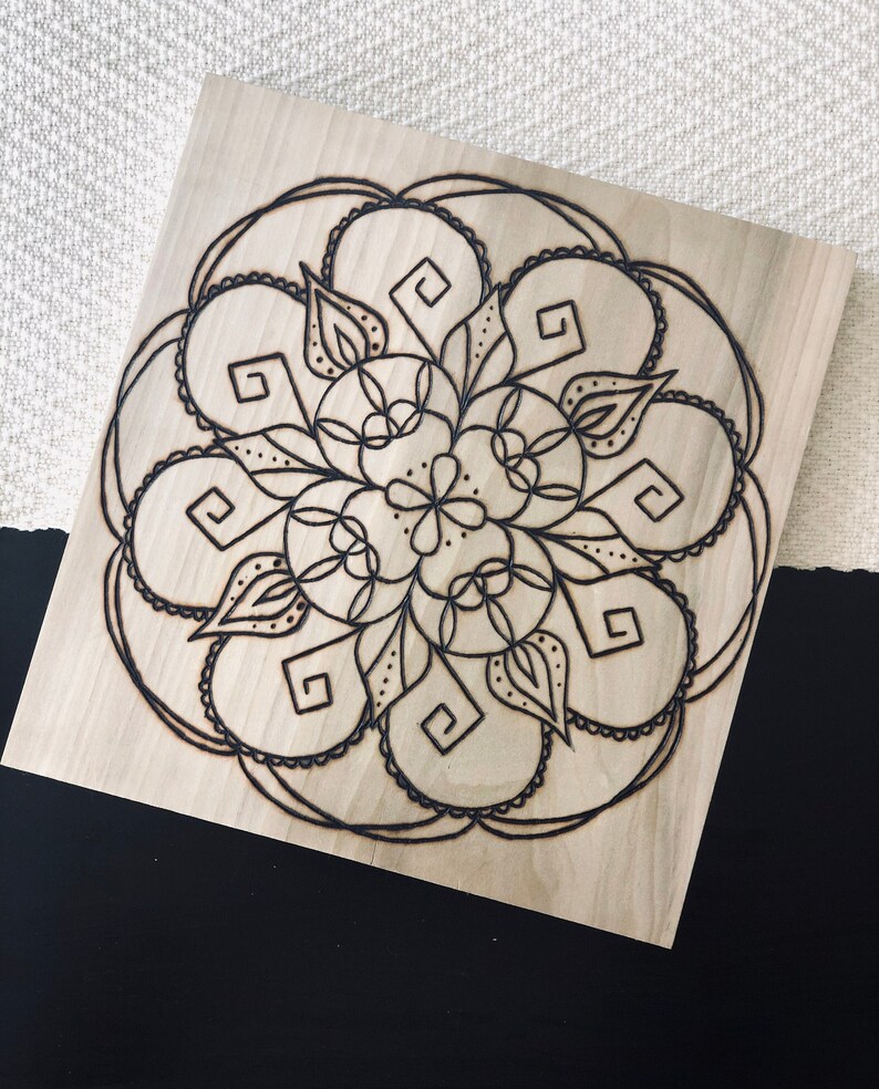 Wooden Signs | Burned Wood Design Wood Burned Mandala Wood Burning Art Mandala Wall Art Floral Wall Hanging Wood Burned Sign