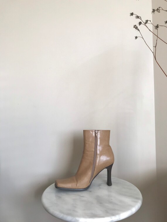Leather Square Toe Ankle Boots