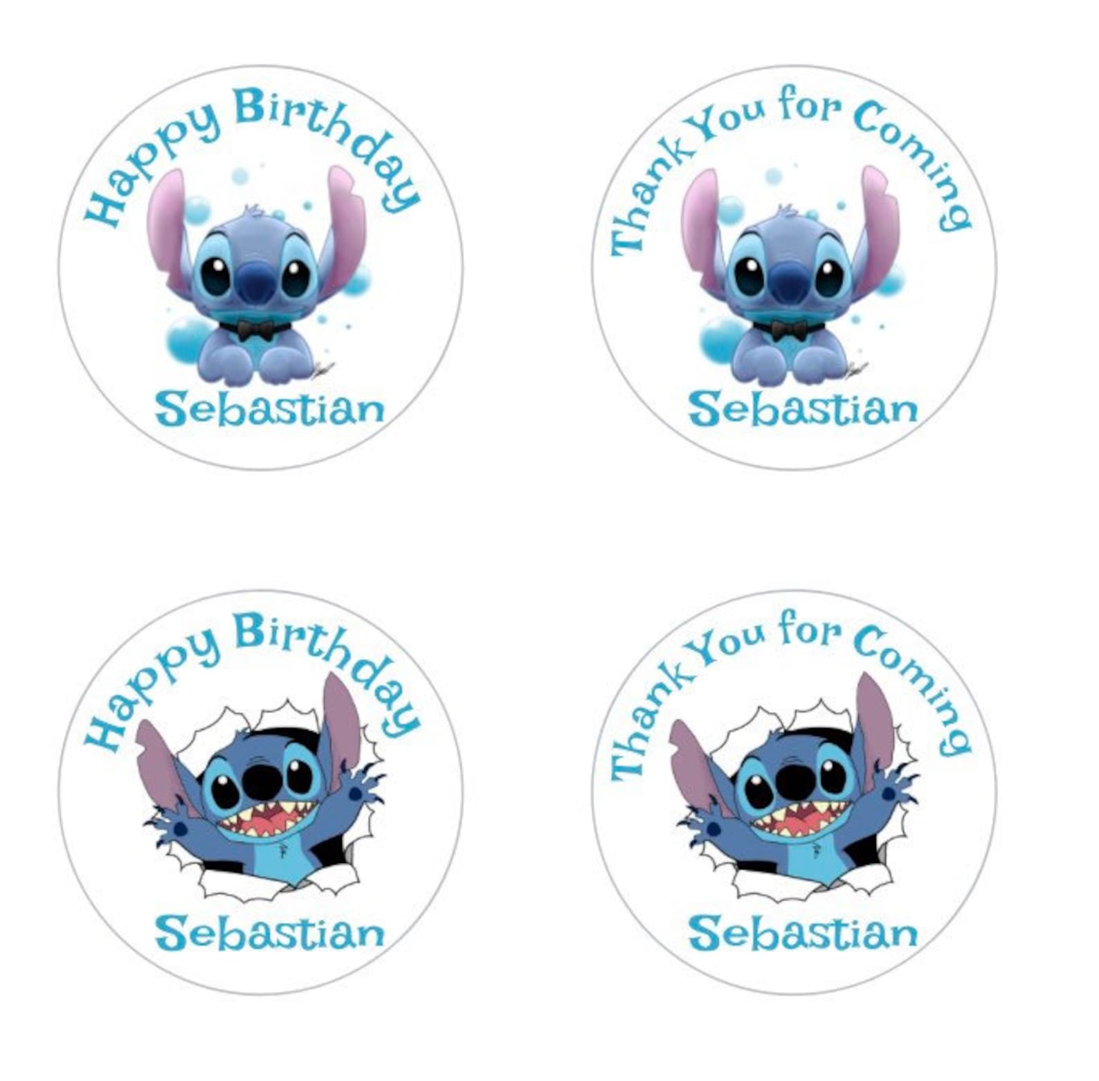 Stitch Personnalisé Joyeux Anniversaire Fête de Bébé Favoriser Etsy