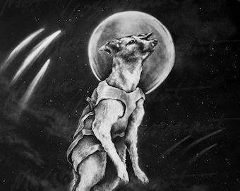 Laika, First Dog in Space, Astronaut, Cosmonaut, Dog Art, Cosmic Art