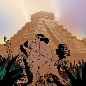 CHICHÉN ITZÁ, Erotic Art, Temple of Kukulkán, Maya, Yucatan, Mexico image 2