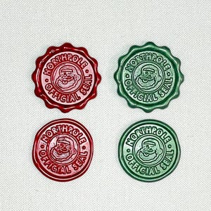 Selo de cera do Papai Noel do Pólo Norte – Cera vermelha ou verde, design circular ou ondulado