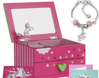 Unicorn Jewelry Box for Girls & Charm Bracelet - PLUS Augmented Reality Experience Featuring Itsy Unicorn © (Pink) - STEM Toys For Girls