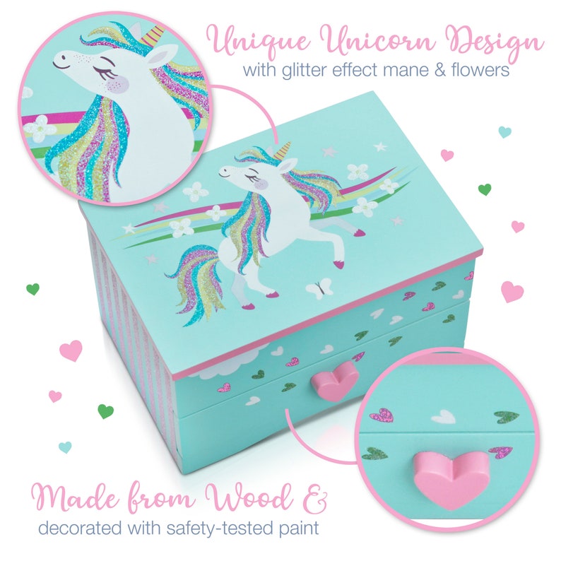 Unicorn Jewelry Box for Girls & Charm Bracelet PLUS Etsy